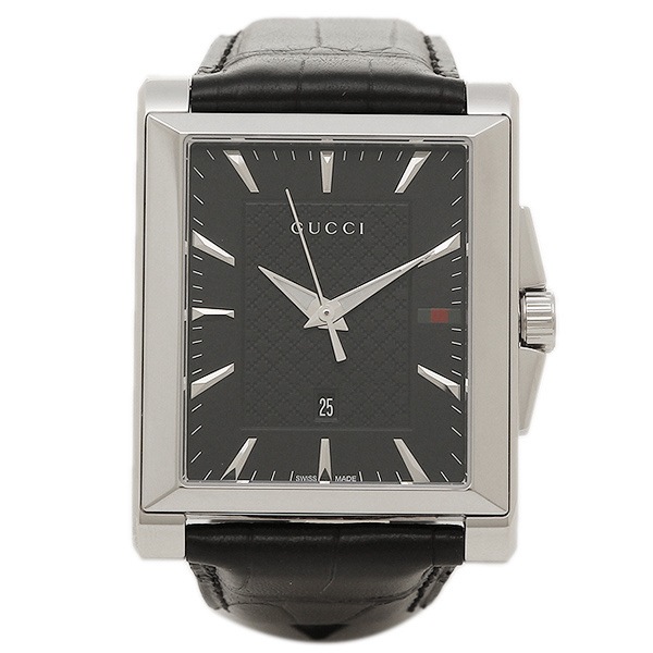グッチ 時計 GUCCI YA138406 レクタングル メンズ腕時計 ウォッチ ブラック シルバー