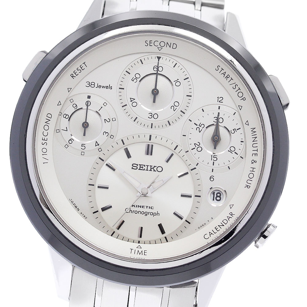 セイコー SEIKO SBCG003/9T82-0AE0 キネティック クラウン 国産クロノグラフ誕生40周年記念限定 オートクォーツ メンズ 保証書付き_917525【中古】