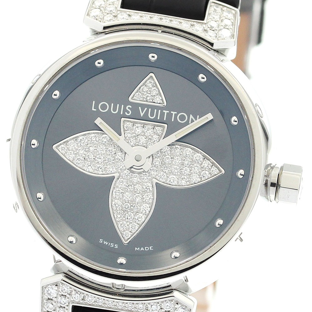 ルイ・ヴィトン LOUIS VUITTON Q121F タンブール フォーエバー ダイヤモンド クォーツ レディース 良品 箱付き_889394【中古】
