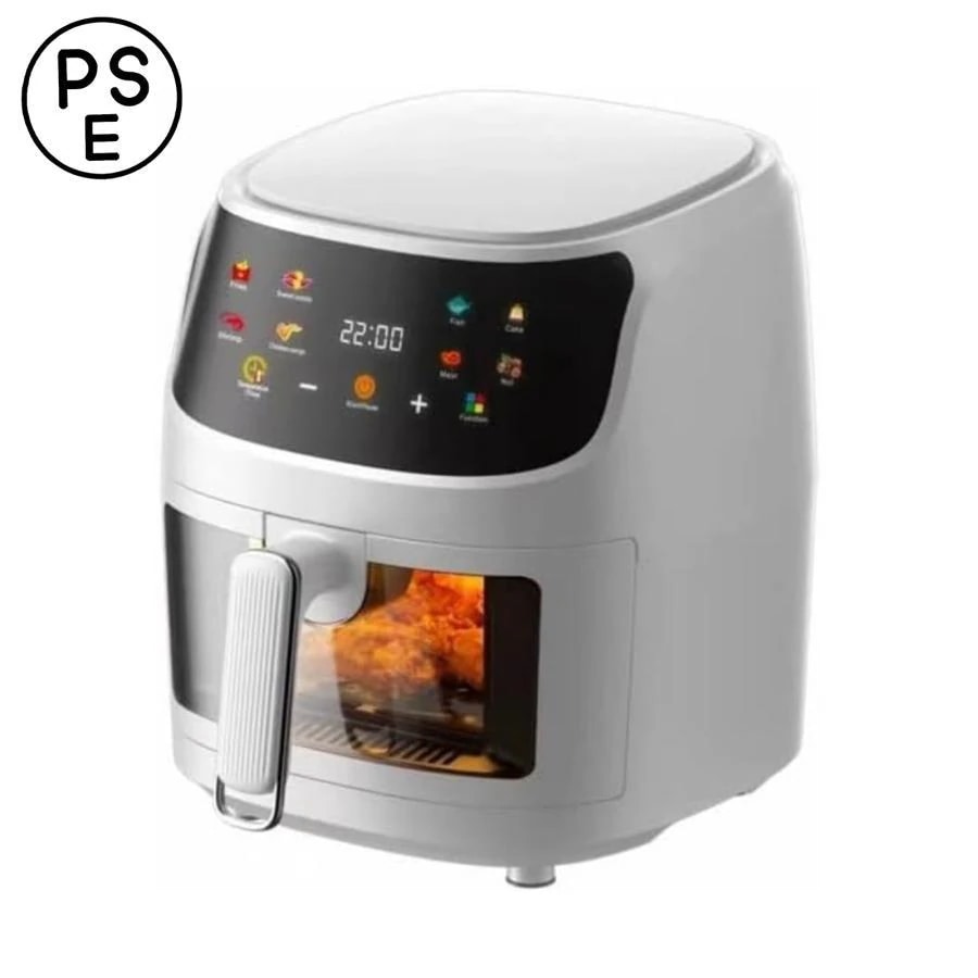 エアフライヤータッチスマート電気フライヤーノンフライヤー 8L 大容量油なし過熱保護全自動ヘルシーフライヤー油なしLCD プレイ (8L ホワ