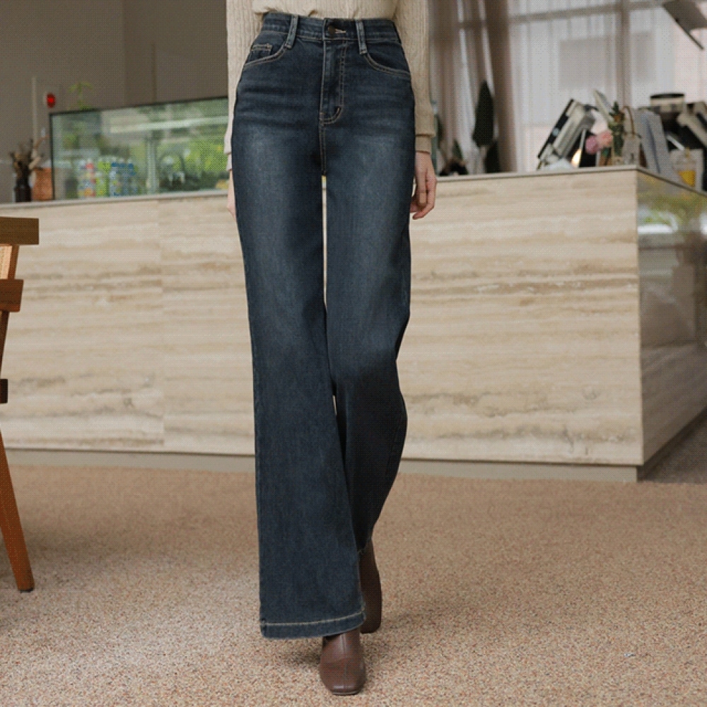 Click & Funny 起毛ワイドデニムパンツ誰が見ても見栄えが良い [SMLサイズ] 9,237円