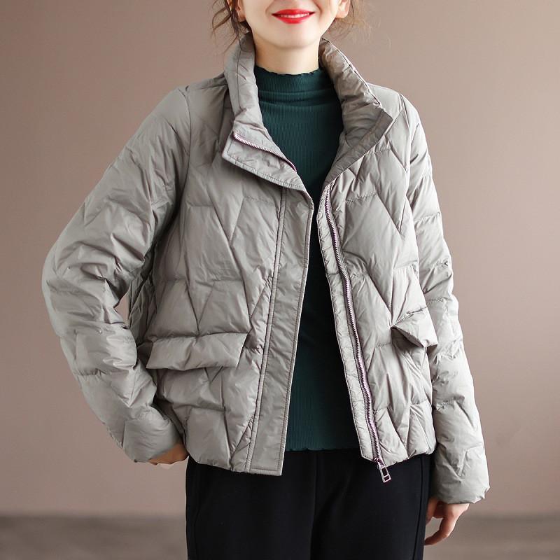半額セールダウンコートレディースショート丈冬服アウターダウンダウンコート暖かい秋冬保温ゆったり防寒立ち襟防風軽量ジップアップ
