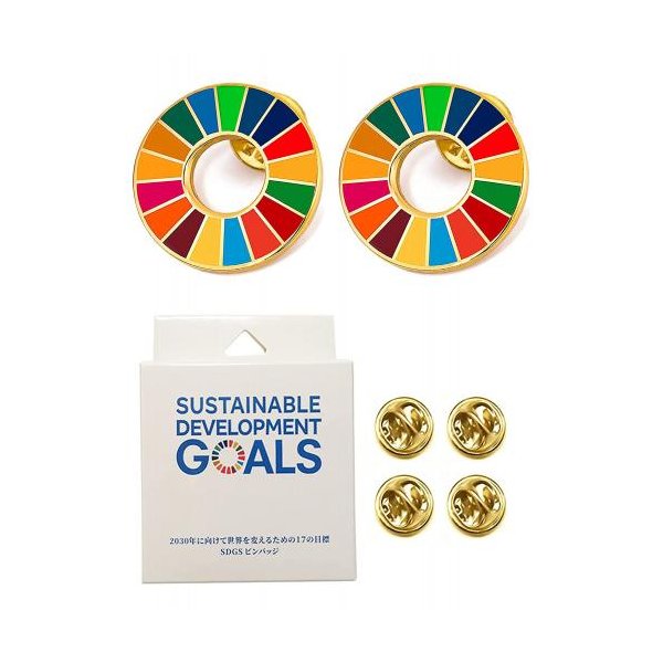 定番の冬ギフト SDGsバッジ 【2個セット】 七宝焼 最新仕様 2030目標に向け 責任感持ち 国連ピンバッチ 精巧な包装デザイン 綺麗な発色 25mm 本物の金メッキ その他