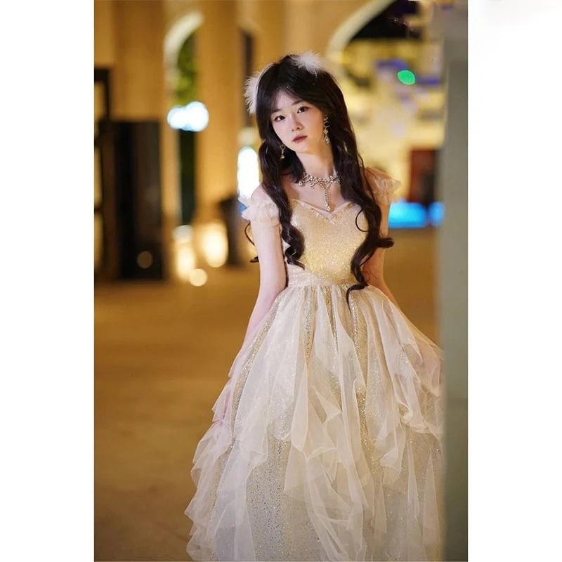 イブニングドレス 女性 5年 誕生日 成人式 学生 卒業 美術試験 宴会 貴族 長編