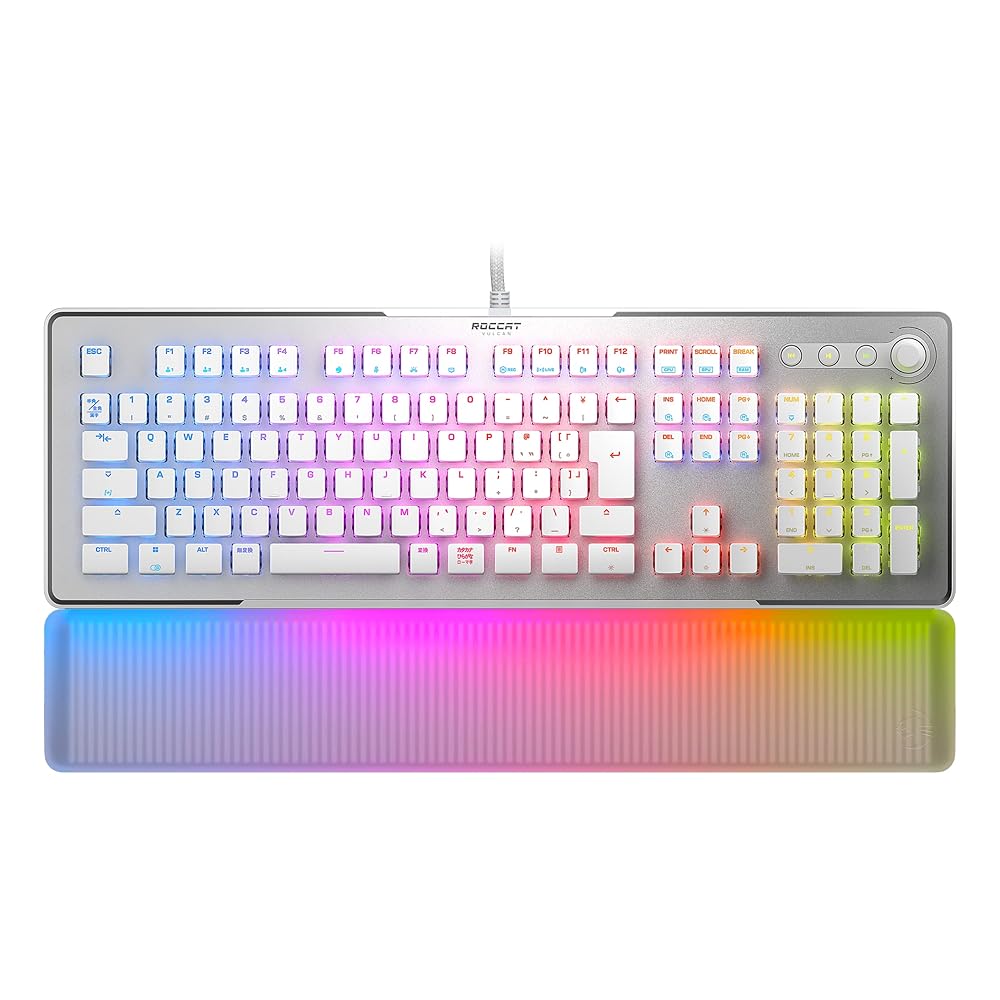 ROCCAT ゲーミングキーボード Vulcan II Max JP 日本語配列 有線 ホワイト/白 オプティカル リニア 静音 フルサイズ RGB