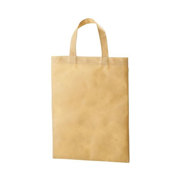 （まとめ） TANOSEE 不織布バッグ A4 マチ無 ヨコ270タテ350mm ベージュ 1パック（10枚） 5セット