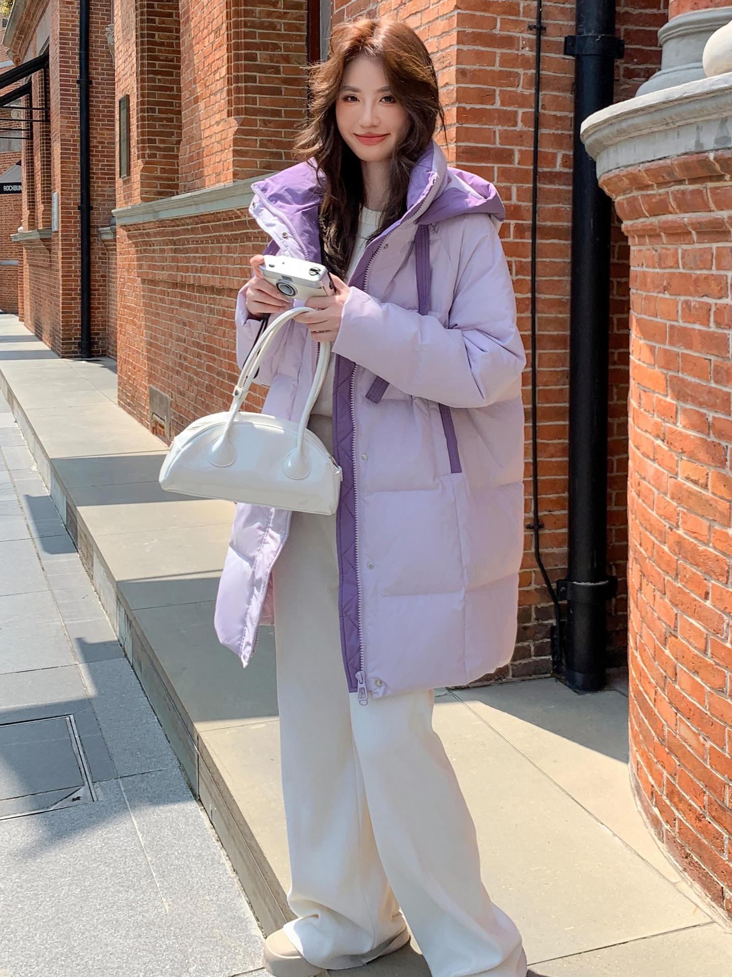 2026新品大人気【最安値 急速出荷】新デザインリボン太mm300斤プラス太サイズダウンジャケット女性サイズ中ロングダウンジャケット