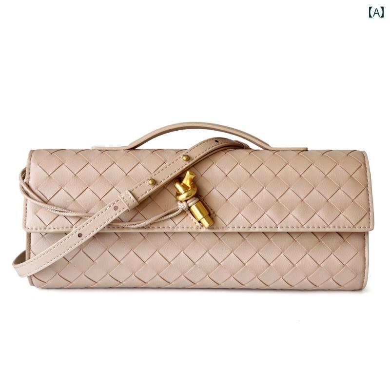 パーティーバッグ レディース 華やか クラッチ 織り イブニング バゲット 斜め ロック 水平 ハンドバック シングル ショルダー クロス ボディバッグ