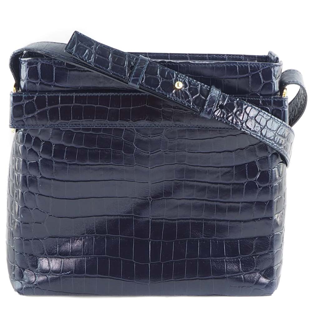 Salvatore Ferragamo サルヴァトーレフェラガモ ヴァラ ショルダーバッグ レザー ネイビー レディース 中古品
