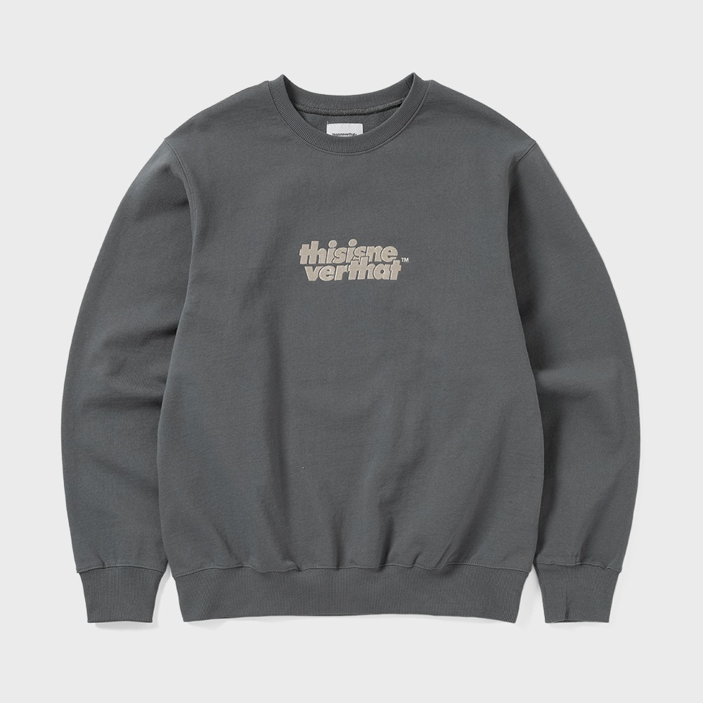 ディス・イズ・ネヴァー・ザット・オールロゴクルーネックダークグレー