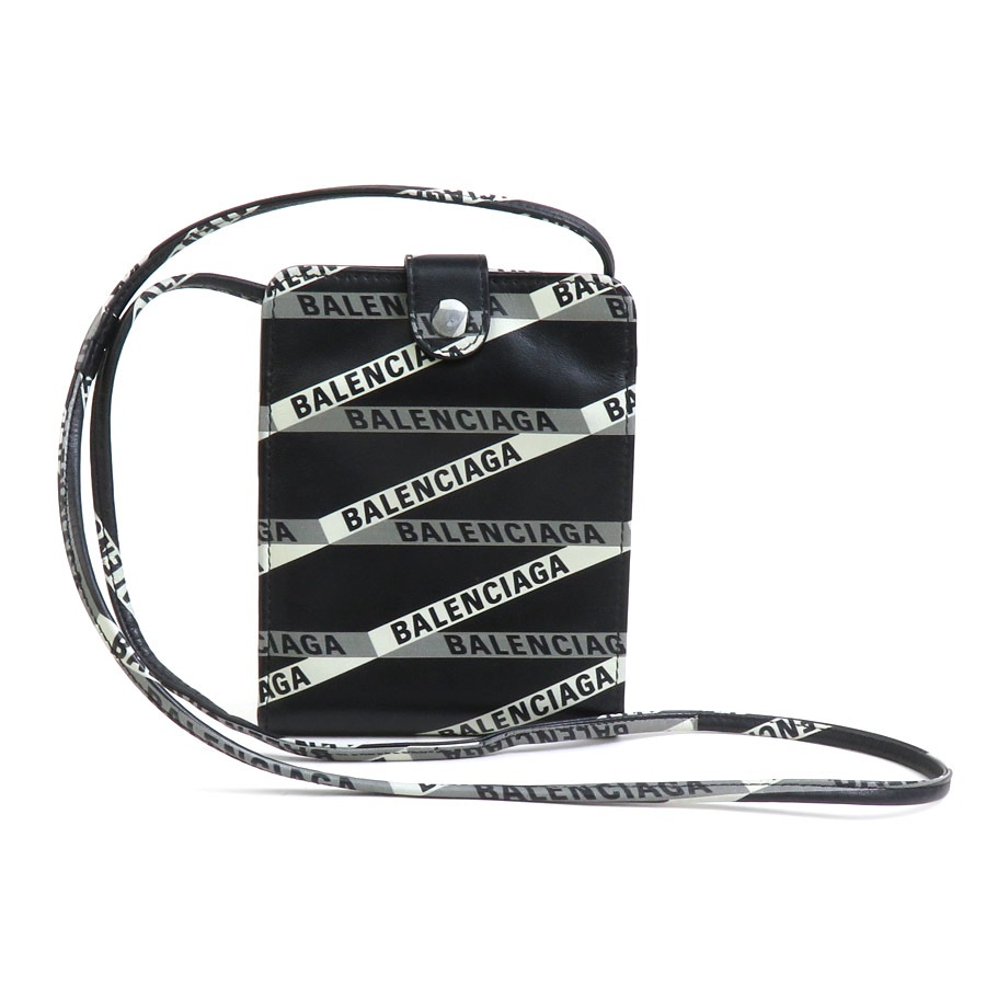 バレンシアガ BALENCIAGA 二つ折り財布 ネックウォレット レザー ブラック ユニセックス h30424g