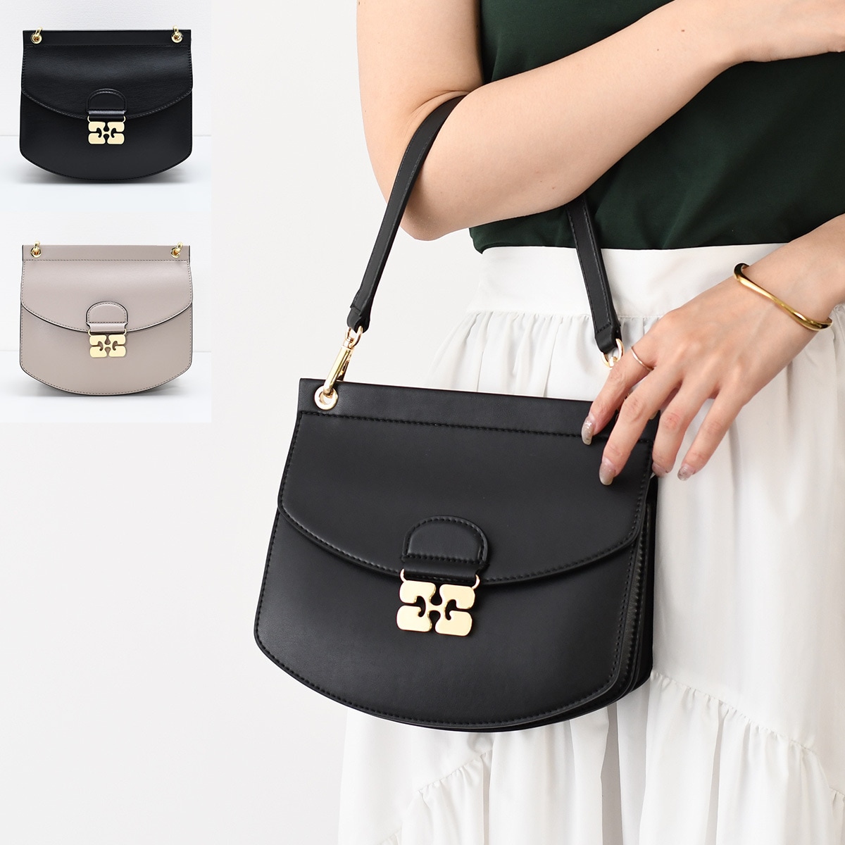 バッグ ショルダーバッグ APO-G BAG SMALL A6449 A6460 レディース ブラック ベージュ レザー クラッチバッグ ショルダーストラップ 2WAY