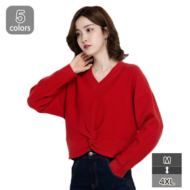 2000円 洗える ニット レディース 長袖 トップス チュニック 大きいサイズ レディース カシミア調 セーター vネック カットソー 秋冬 ショート丈 体型カバー ビッグシルエット オーバーサイズ