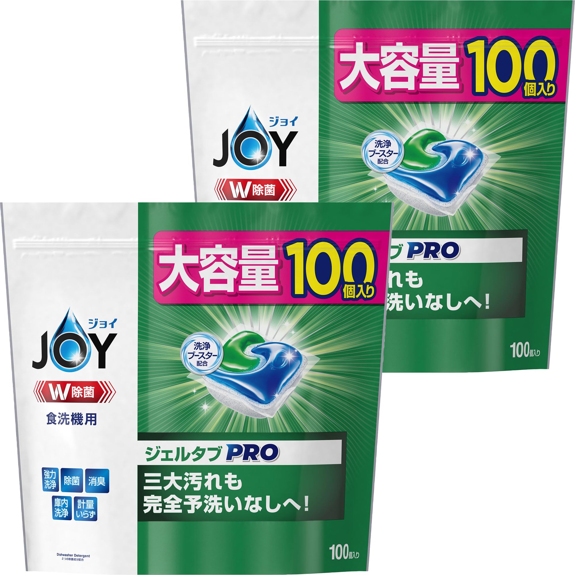 [ケース販売] [大容量] ジョイ ジェルタブ PRO W除菌 食洗機用洗剤 100個×2袋