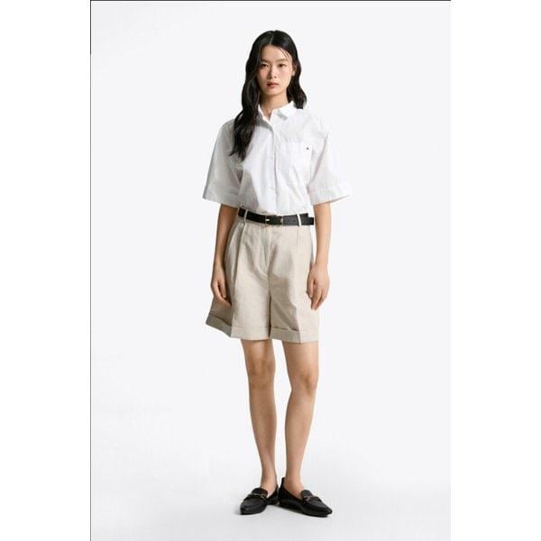T22F1WSH050WT1 ポプリン ボクシー クロップド シャツ