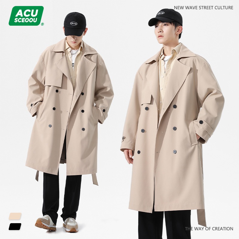 acu 紳士服 2024秋冬新作ファッションブランド ミドル丈ジャケット ゆったり カレッジスタイル ロングリボン ウインドブレーカー ジャケット メンズ