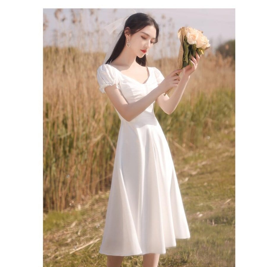 パーティードレス ミモレ丈 ウエディングドレス 結婚式ドレス 二次会 衣装 舞台 披露宴 演奏会 発