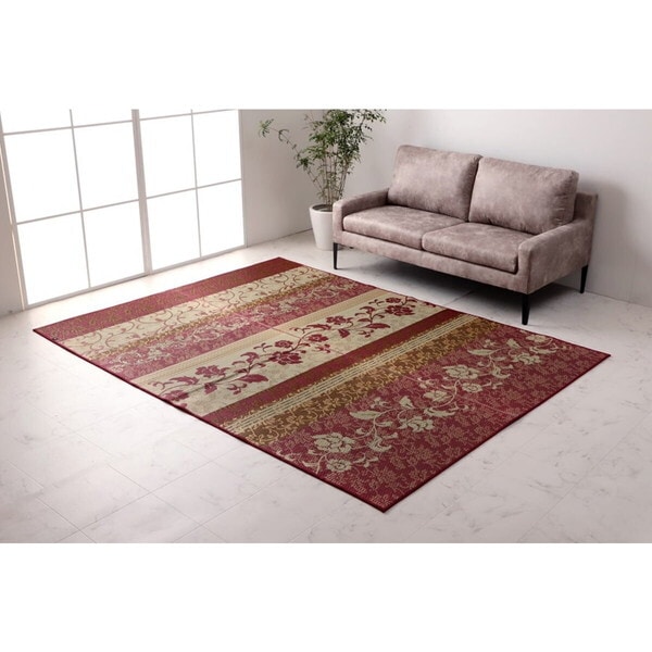 1051580283904 ラグ マット 国産 日本製 い草 高級感 エレガンス 消臭 自然素材 滑り止め加工 不織布 ワイン 長方形 約191×250cm メーカー直送