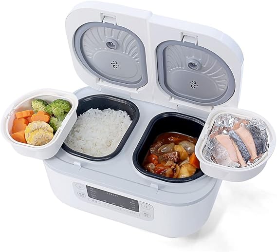 炊飯器 料理も出来る 【 3.5合×2 ホームダブルインナー 一体型 多機能炊飯器 】 炊き込み スープ おかゆ 雑炊 蒸し 煮込み ケーキ ヨーグルト 手動 再加熱 保温 炊飯 お米