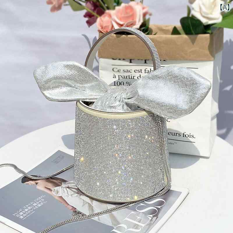 パーティーバッグ レディース 華やか 立体 バケット スーパー フラッシュ ラインストーン ショルダー クロス ボディバッグ ハンドバック