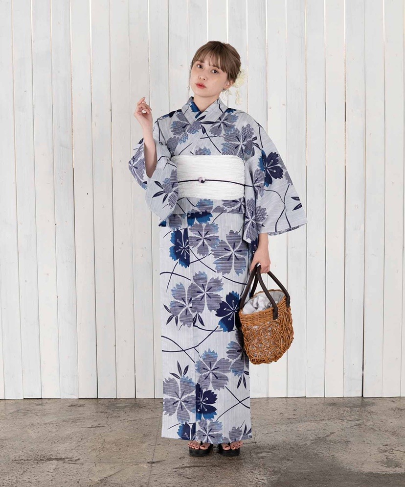 嘉陵呉服屋 着物ゆかた 女性用 伝統的スタイル 綿麻生地 花火大会