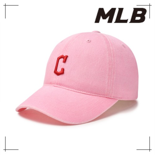 MLB公式正規品 キャップ Basic Washing Unstruck Ball CLE (Mg. Pink)