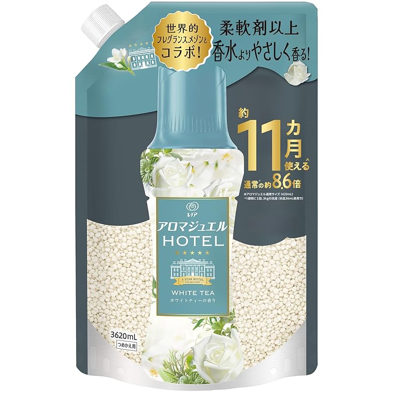 【即納】レノア アロマジュエル HOTEL 香り付けビーズ ホワイトティーの香り 詰め替え 1810mLｘ2袋