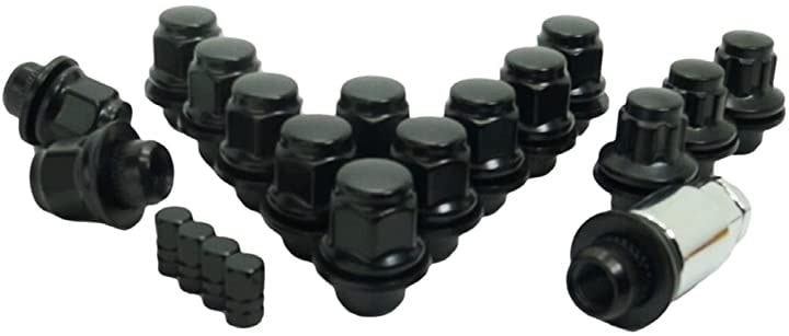 トヨタ 純正 ホイール用 平面座 カラー ロックナット ギアロック 21HEX M12xP1.5 ショート or ロング 選べる5色 黒(黒 ショート P1.5 4穴用 16個セット)