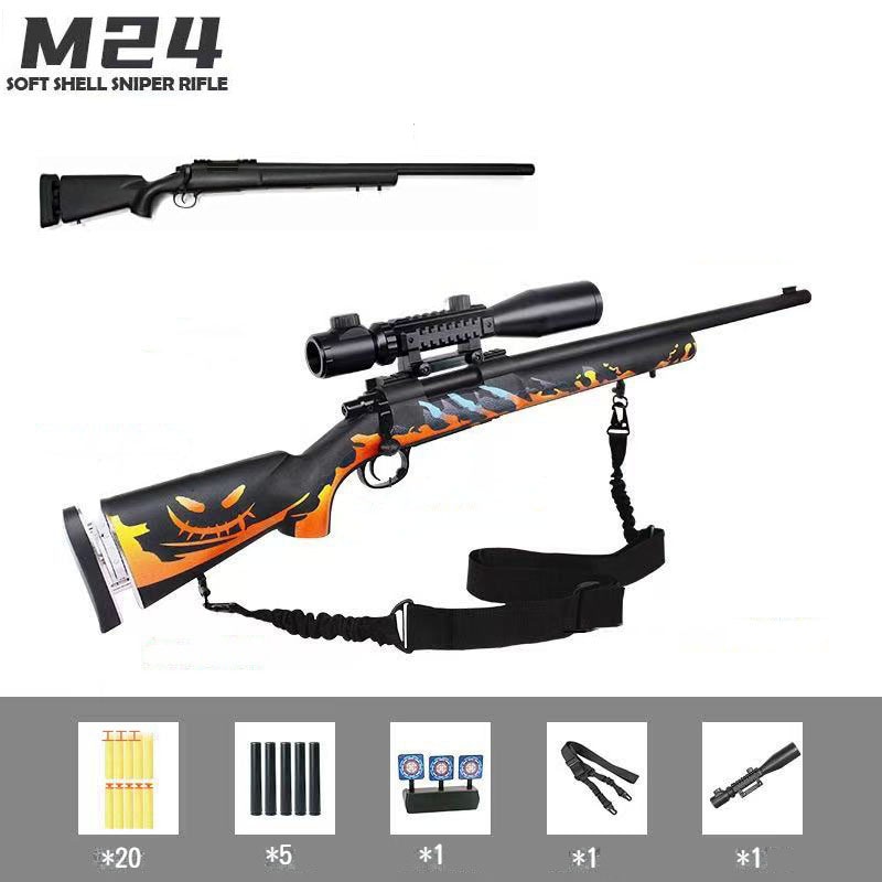 M24 モデルガン ライブカート式 排荚 おもちゃ銃 ボルトライフル 排荚式 トイガン スポンジ銃 ミニスポンジ弾 コスプレ 誕生日 プレゼント