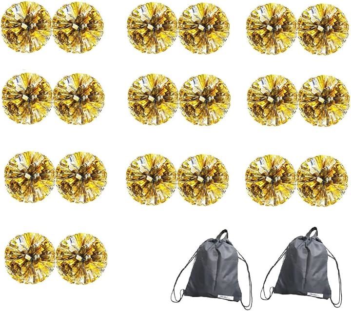 SWAANBELLE ポンポン チア ダンス チアリーダー キッズ 運動会 応援 セット(ゴールド+シルバー20個)