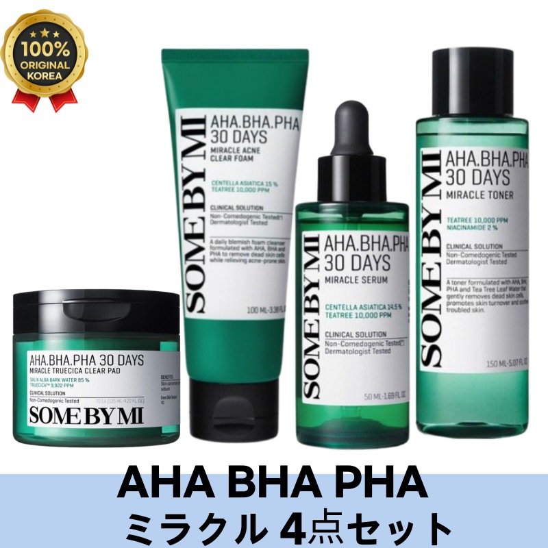 [4点セット]AHA BHA PHA ミラクル 4点セット [トナー150ml+セラム50ml+クリーム60g+フォーム100ml] 毛穴ケア 敏感肌用 韓国コスメ
