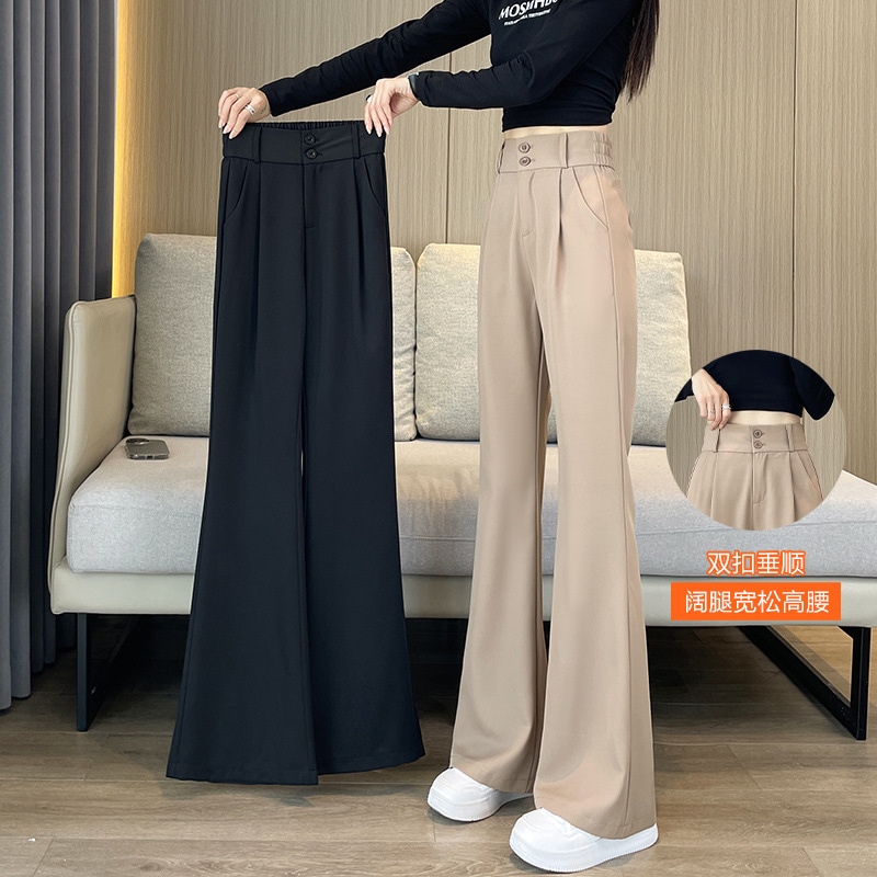女性用スーツブーツカットパンツ女性用春秋フレアパンツ2024新作女性用ハイウエスト着痩せワイドレッグストレートカジュアルパンツ