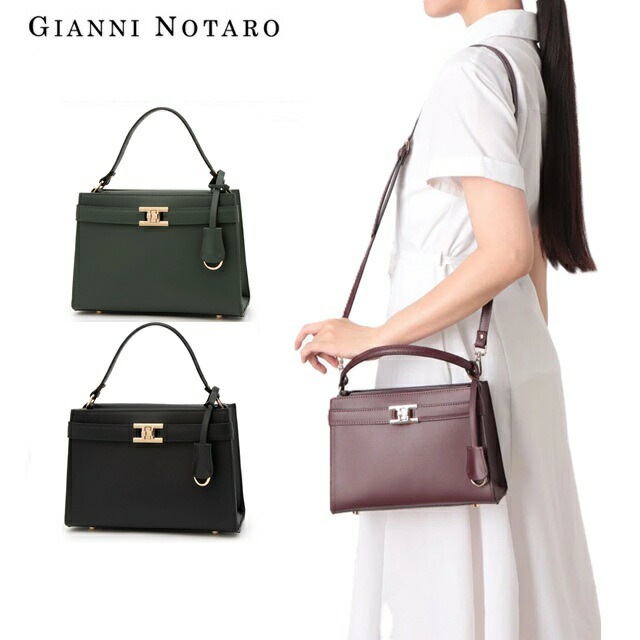 ジャンニノターロ gianni notaro carol j ハンドバッグ ショルダーバッグ 807 レディース レザー 鞄 パネルスクエア バッグ セレモニ カラー3色 本革 牛革 2WAYバッグ