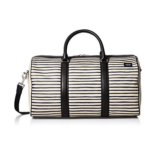 Jack Spade Men s Industrial Canvas Striped Duffle， Natural/Navy， One Size 並行輸入品