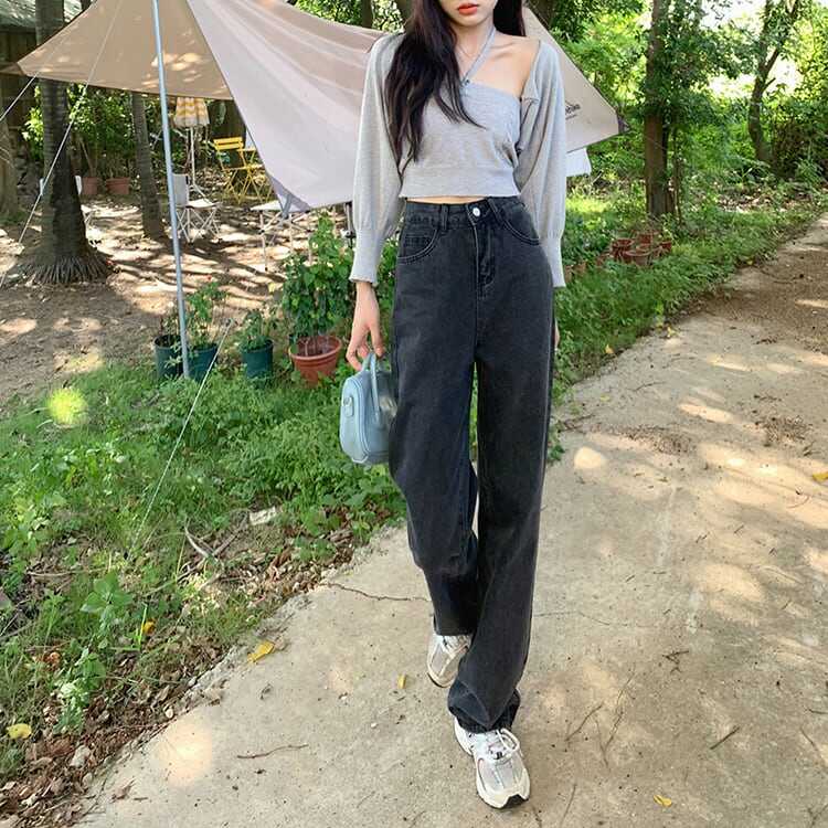 ボトムス ボトム おすすめ おしゃれ お洒落 安い プチプラ ジーンズ デニム パンツ ハイ ウエスト 太め ぶかぶか だぼっとした ダボダボ 流行りルーズ ワイド