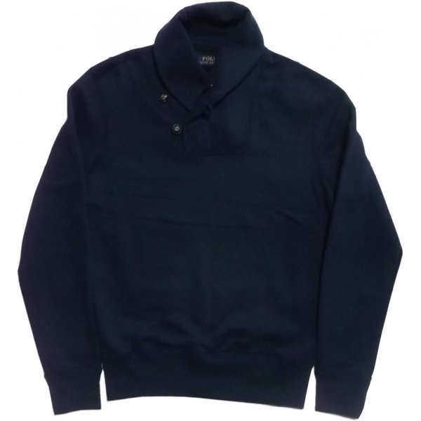 ワンポイント ショールカラー スウェットシャツ 紺 ネイビー PR2-561