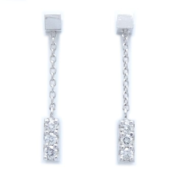 ダイヤモンド ピアス ロング ダイヤモンド0.06ctｘ2 2ZP0611 K18WG ホワイトゴールド/292971【中古】