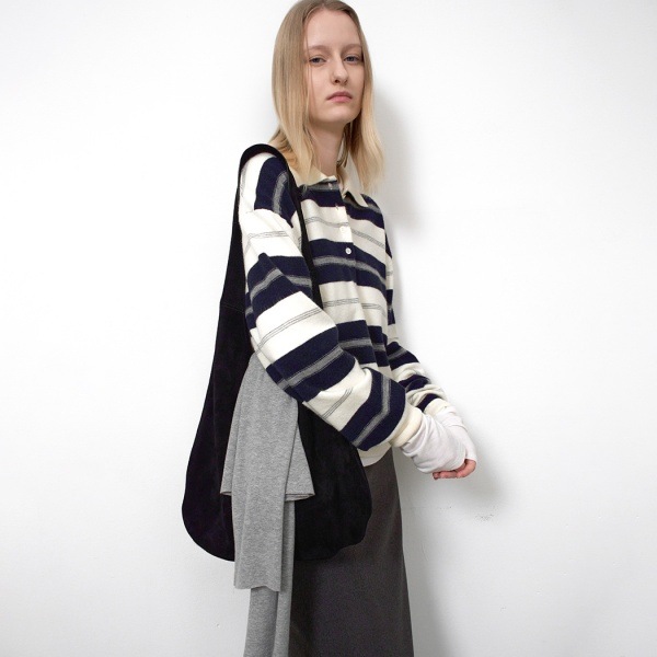 LOOSE FIT STRIPED POLO KNIT(T-7150)