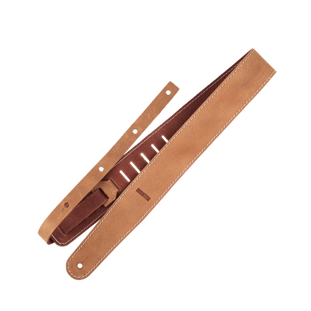Richterシリーズ ハンドメイド仕様本革ギターストラップ Raw II Contour Waxy Suedeシリーズ 1558 Natural 幅広6cm ドイツ製