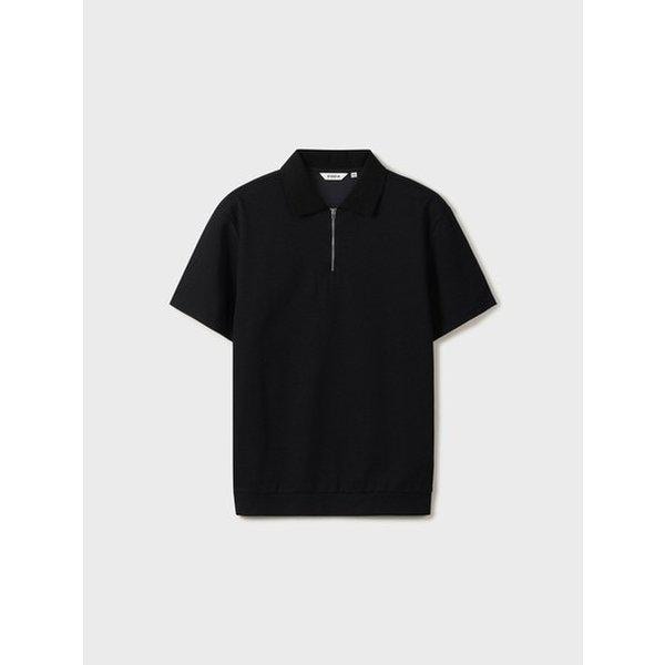 [ヘンダムド] 男性) ダブルニット半袖ジップアップTシャツ ABG2TT1104BK_HDD
