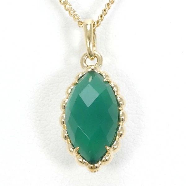 K10 10金 YG ネックレス カルセドニー ロッククリスタル ジュエリー 中古