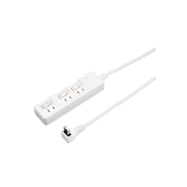 (5個セット) YAZAWA 雷ガード付 3個口 節電タップ 2m ホワイト H8KS332WHX5