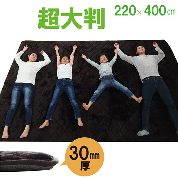 大型 ラグマット/こたつ敷布団 (ブラウン 約220×400cm) 長方形 防滑 (リビング ダイニング)