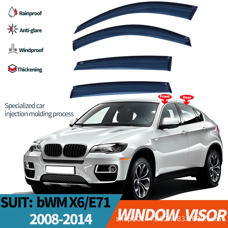 BMW X6 E71 2008-2014 Window visors ワゴン サイドドアバイザー 車両用レインガード 晴雨兼用 車用品 貼り付け