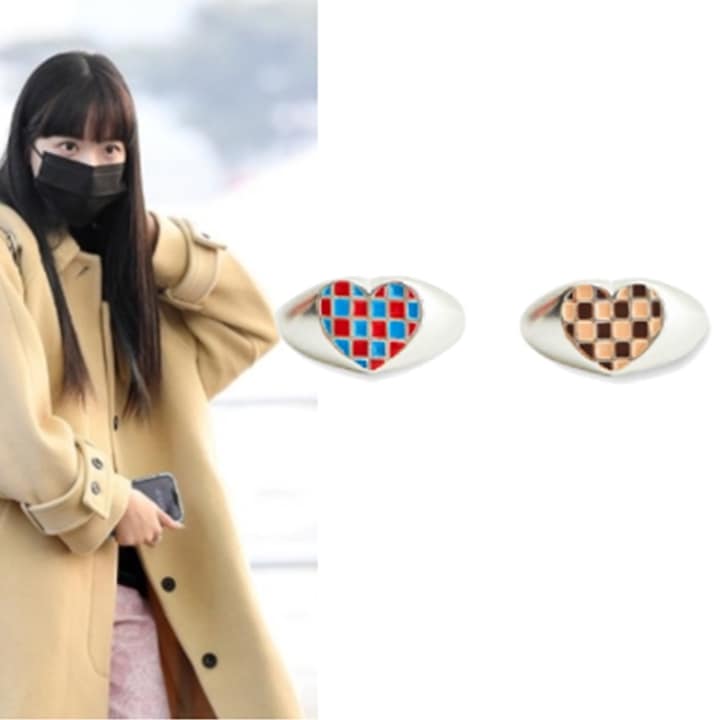 [LE SSERAFIM ホンウンチェ 着用] OVT-U [925 SILVER] Check Heart Ring