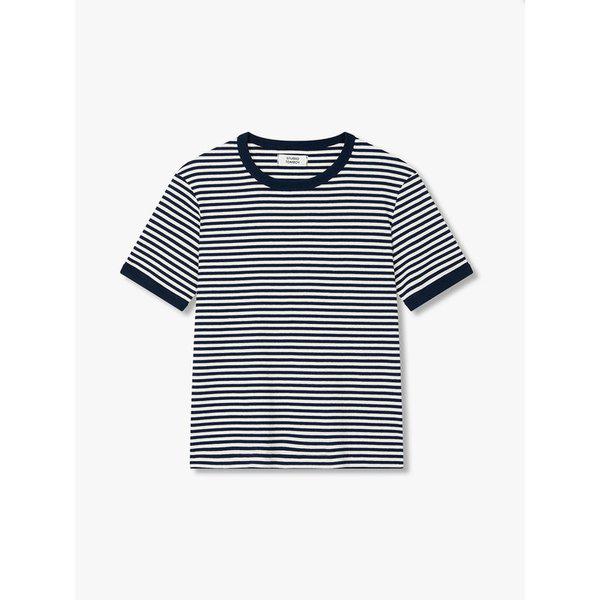 ストライプリンガーTシャツ_ネイビー9176222984
