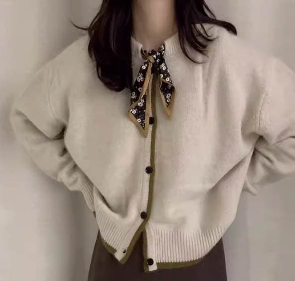 レディース トップス ニット カーディガン 長袖 ボウタイ リボン ボタン レトロ クラシカル 学生風 ロマンティック 無地 秋 冬 オフィス OL 通勤 学生 通学 旅行 女子会 韓国 S M L