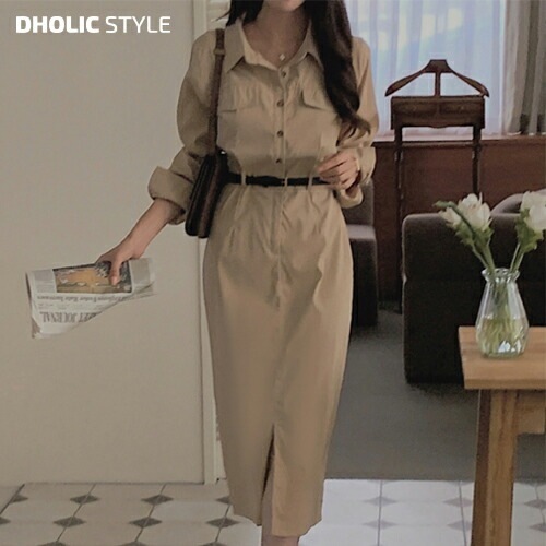 [メガ割りSALE]2TYPEフロントスリットシャツワンピース・p576636