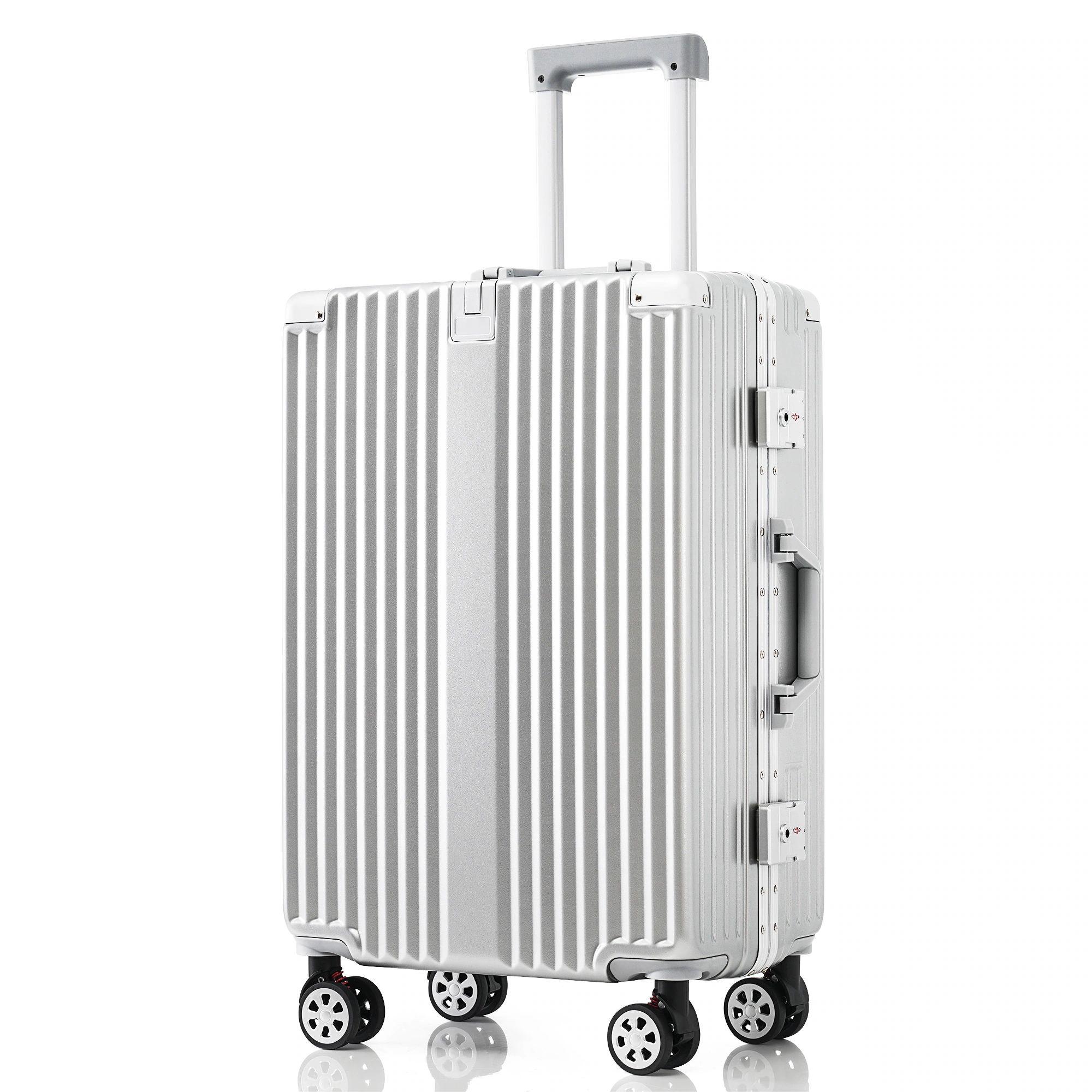 2064スーツケース Lサイズ フレームタイプ アルミ USBポート付き カップホルダー フック式底足 ストッパー付き キャリーケース キャリーバッグ 軽量 おしゃれ 静音 海外 高級感 TSAロック