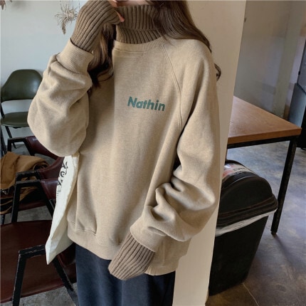 トップス デート プルオーバー トレーナー 袖あり 長袖 春 秋 冬 10代 20代 30代 個性的 アプリコット グリーン M L XL こなれ感 ゆったり ラフ マニッシュ ルーズ クール